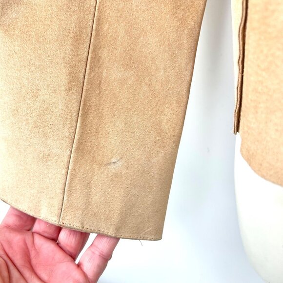 VINTAGE ILLIA SUPER SOFT SUEDE LEATHER TAN TIE FRONT JACKET - Small-Medium - Picture 3 of 11